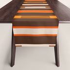 Retro Geo Chain Vertical Stripes Geometric Color Block Pattern in 70s Brown and Orange Table Runner Gallery Image 1