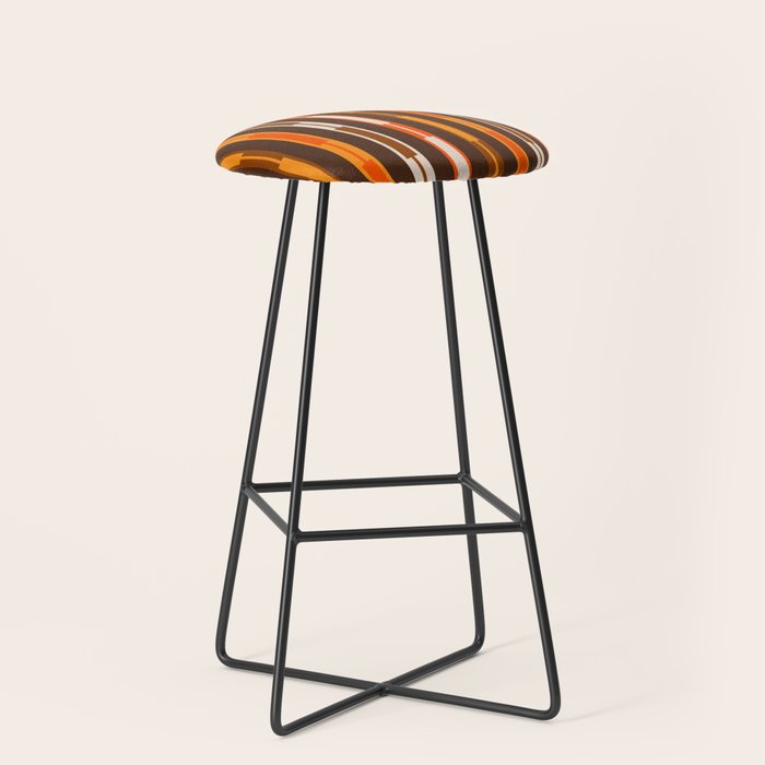 Retro Geo Chain Vertical Stripes Geometric Color Block Pattern in 70s Brown and Orange Stool Gallery Image 1