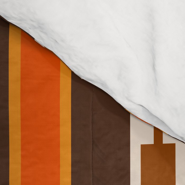 Retro Geo Chain Vertical Stripes Geometric Color Block Pattern in 70s Brown and Orange Comforter Gallery Image 4