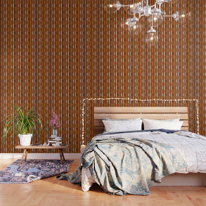 Retro Geo Chain Vertical Stripes Geometric Color Block Pattern in 70s Brown and Orange Wallpaper Gallery Image 3
