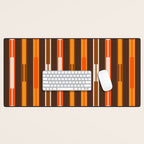 Retro Geo Chain Vertical Stripes Geometric Color Block Pattern in 70s Brown and Orange Desk Mat Gallery Image 1