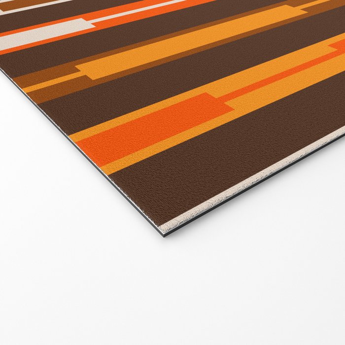 Retro Geo Chain Vertical Stripes Geometric Color Block Pattern in 70s Brown and Orange Welcome Mat Gallery Image 2