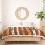 Retro Geo Chain Vertical Stripes Geometric Color Block Pattern in 70s Brown and Orange Duvet Cover Gallery Image 3
