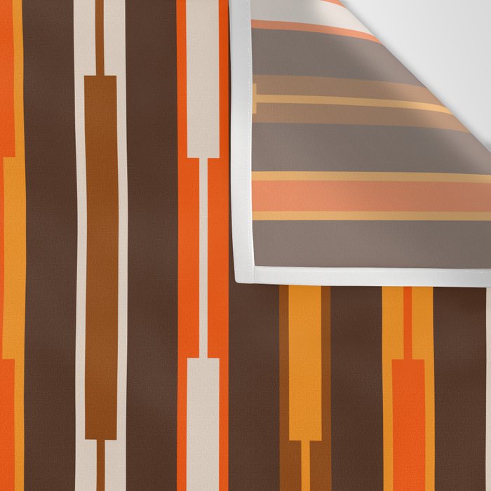 Retro Geo Chain Vertical Stripes Geometric Color Block Pattern in 70s Brown and Orange Wall Tapestry Gallery Image 3