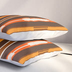 Retro Geo Chain Vertical Stripes Geometric Color Block Pattern in 70s Brown and Orange Pillow Sham Gallery Image 3