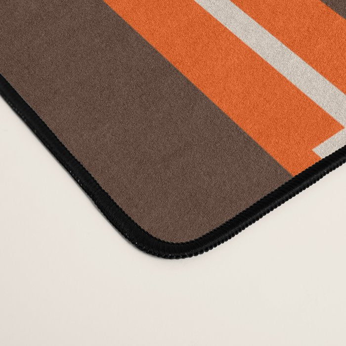 Retro Geo Chain Vertical Stripes Geometric Color Block Pattern in 70s Brown and Orange Desk Mat Gallery Image 4