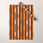 Retro Geo Chain Vertical Stripes Geometric Color Block Pattern in 70s Brown and Orange Wrapping Paper Gallery Image 1