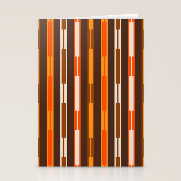 Retro Geo Chain Vertical Stripes Geometric Color Block Pattern in 70s Brown and Orange Stationery Card Gallery Image 2