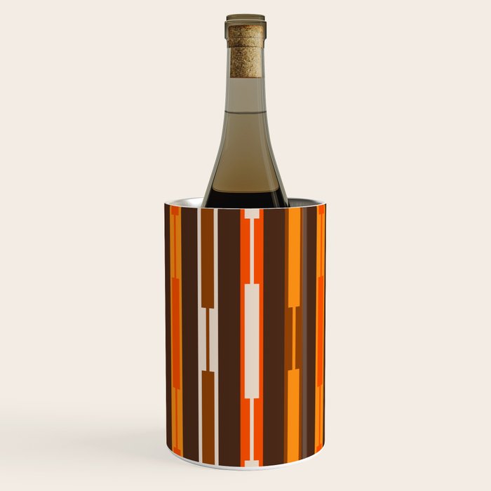 Retro Geo Chain Vertical Stripes Geometric Color Block Pattern in 70s Brown and Orange Wine Chiller Gallery Image 3
