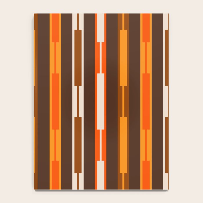 Retro Geo Chain Vertical Stripes Geometric Color Block Pattern in 70s Brown and Orange Notebook Gallery Image 4