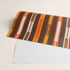 Retro Geo Chain Vertical Stripes Geometric Color Block Pattern in 70s Brown and Orange Wrapping Paper Gallery Image 2