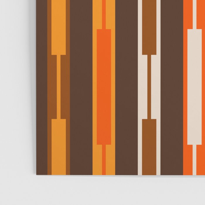 Retro Geo Chain Vertical Stripes Geometric Color Block Pattern in 70s Brown and Orange Poster Gallery Image 3