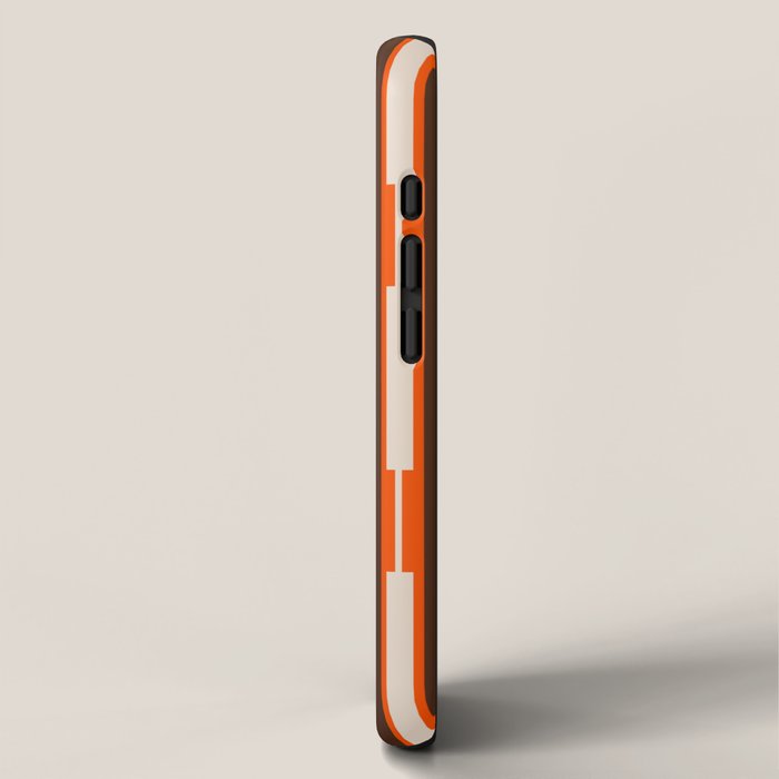 Retro Geo Chain Vertical Stripes Geometric Color Block Pattern in 70s Brown and Orange iPhone Case Gallery Image 2