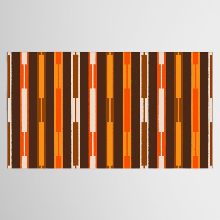 Retro Geo Chain Vertical Stripes Geometric Color Block Pattern in 70s Brown and Orange Tablecloth Gallery Image 2