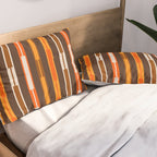 Retro Geo Chain Vertical Stripes Geometric Color Block Pattern in 70s Brown and Orange Pillow Sham Gallery Image 2
