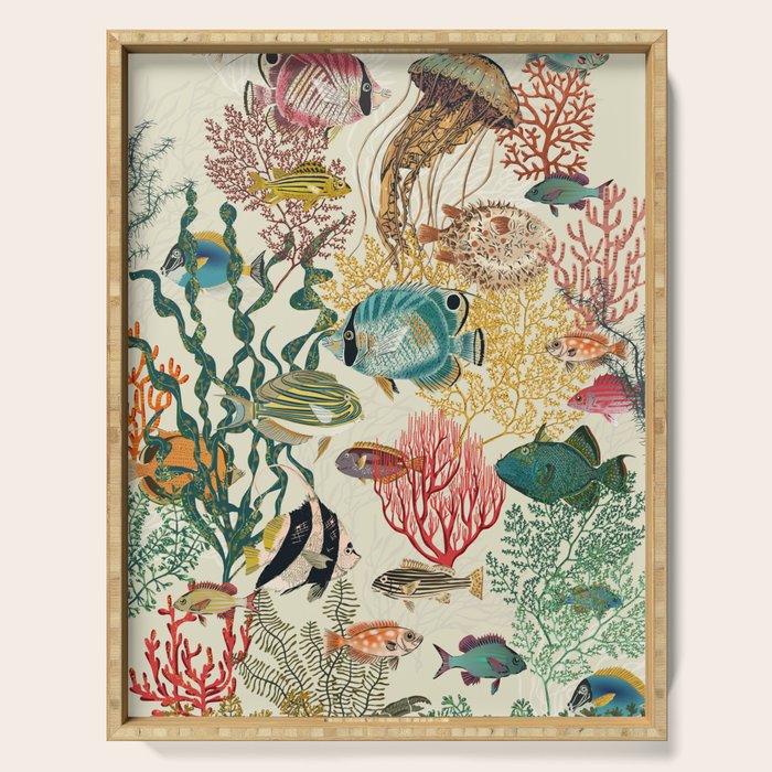 coral reef deep silence Serving Tray Gallery Image 1