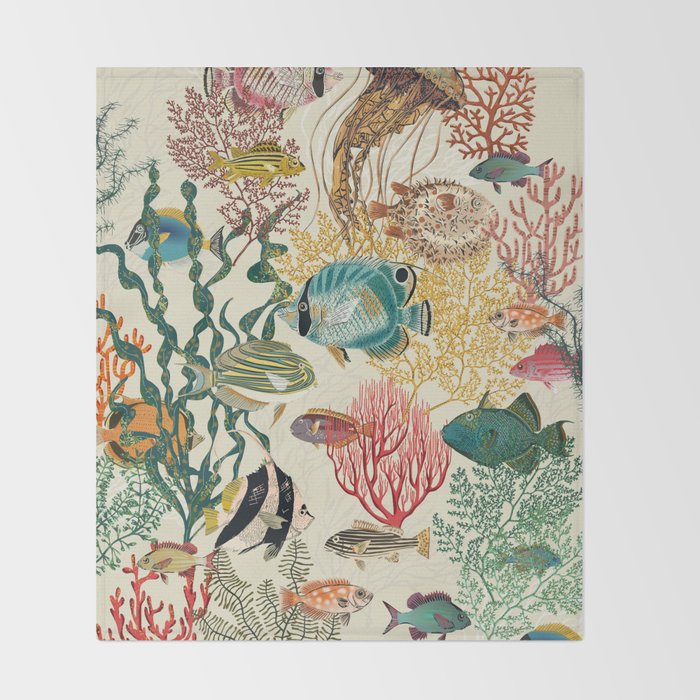 coral reef deep silence Throw Blanket Gallery Image 2