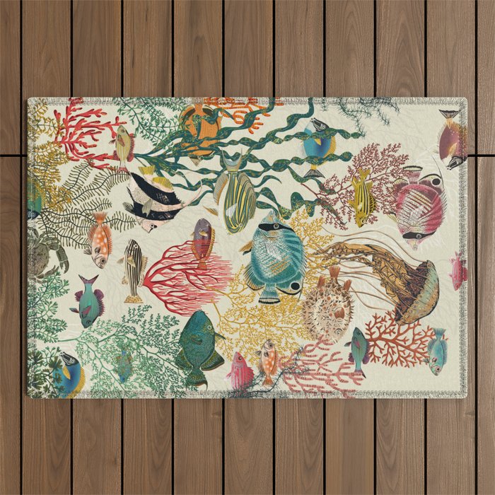 coral reef deep silence Outdoor Rug Gallery Image 1