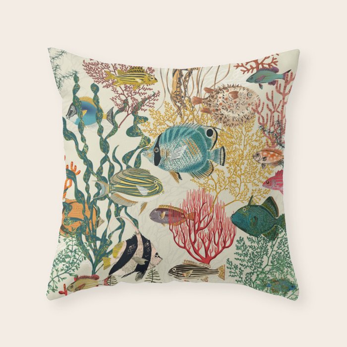 coral reef deep silence Throw Pillow Gallery Image 1