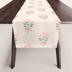 Vintage Pink Rose Bouquets with Ribbon Bows on Cream Table Runner Gallery Image 1