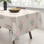 Vintage Pink Rose Bouquets with Ribbon Bows on Cream Tablecloth Gallery Image 3