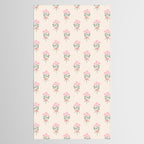 Vintage Pink Rose Bouquets with Ribbon Bows on Cream Tablecloth Gallery Image 2