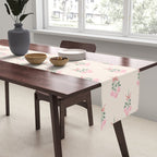 Vintage Pink Rose Bouquets with Ribbon Bows on Cream Table Runner Gallery Image 2