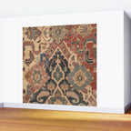Geometric Leaves I // 18th Century Distressed Red Blue Green Colorful Ornate Accent Rug Pattern Wall Mural Gallery Image 2