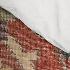 Geometric Leaves I // 18th Century Distressed Red Blue Green Colorful Ornate Accent Rug Pattern Comforter Gallery Image 4