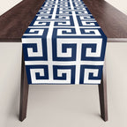 Dark Navy Blue and White Greek Key Pattern Table Runner Gallery Image 1