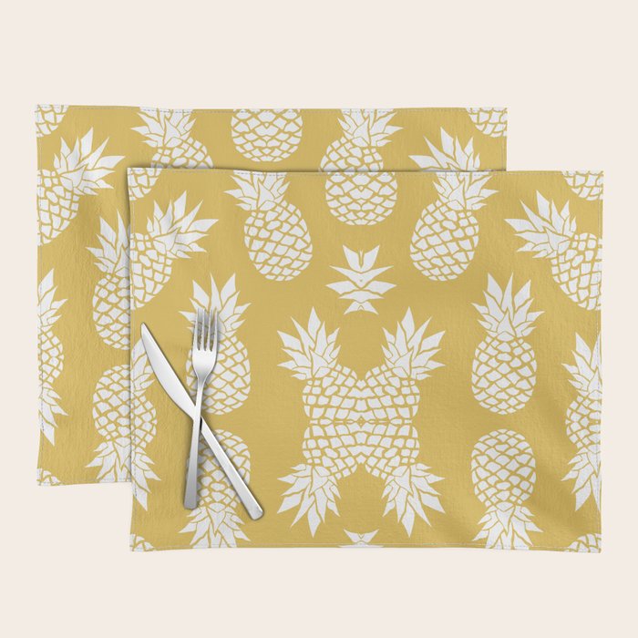 Tropical, Pineapples, Navy Blue ad White Placemat Gallery Image 1