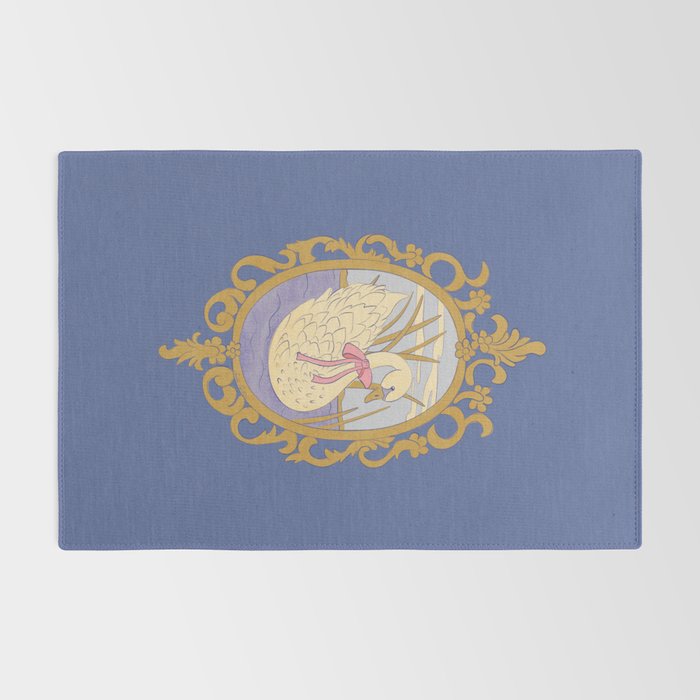 Whimsical Swan with Bow Cottagecore Fairytale Storybook Nursery Wall Art Rug Gallery Image 2