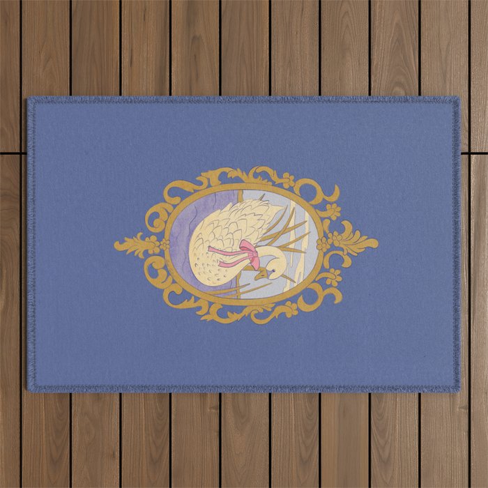 Whimsical Swan with Bow Cottagecore Fairytale Storybook Nursery Wall Art Outdoor Rug Gallery Image 1
