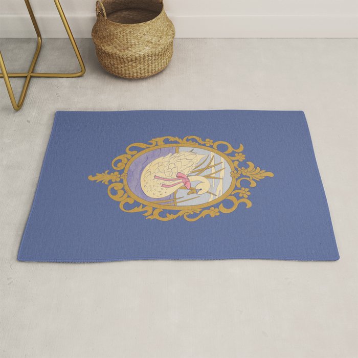 Whimsical Swan with Bow Cottagecore Fairytale Storybook Nursery Wall Art Rug Gallery Image 1