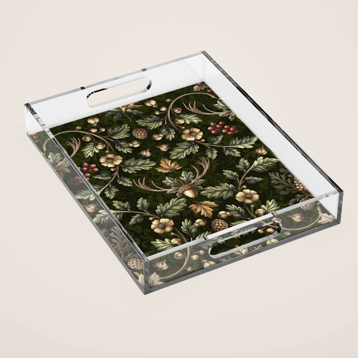 William Morris Woodland Nostalgia Emerald Green Acrylic Tray Gallery Image 1