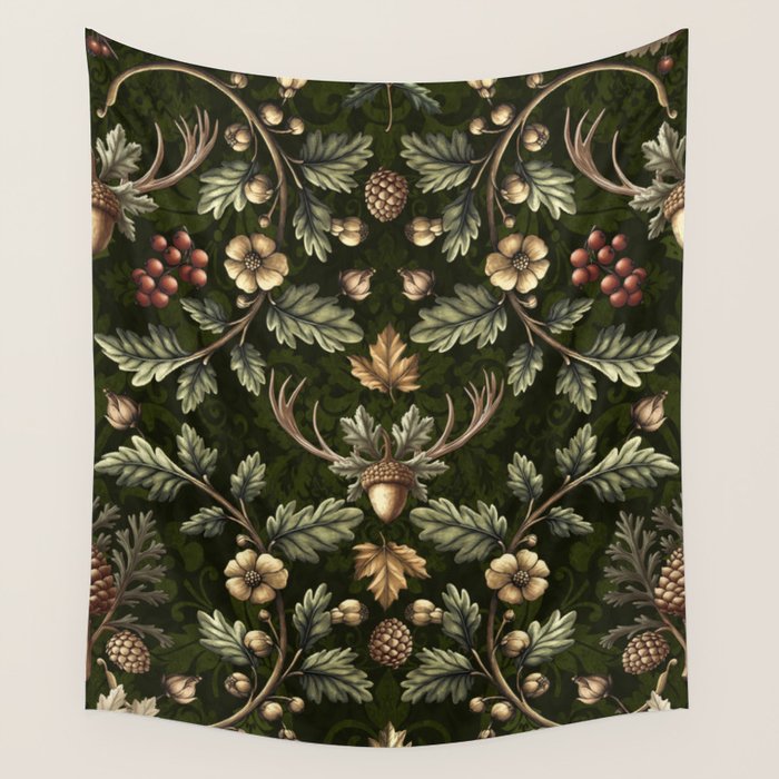 William Morris Woodland Nostalgia Emerald Green Wall Tapestry Gallery Image 4