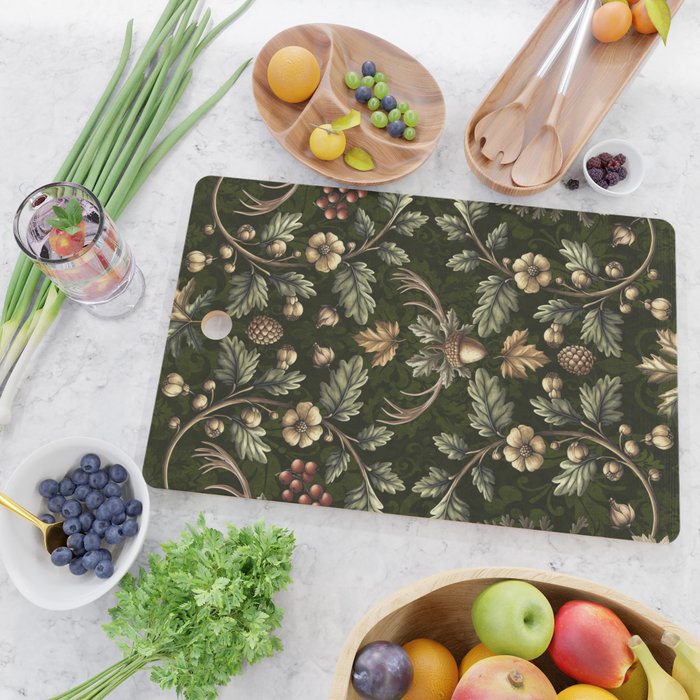 William Morris Woodland Nostalgia Emerald Green Cutting Board Gallery Image 2