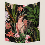 Vintage & Shabby Chic - Botanical Tropical Night Pattern  Wall Tapestry Gallery Image 4