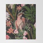 Vintage & Shabby Chic - Botanical Tropical Night Pattern  Throw Blanket Gallery Image 2