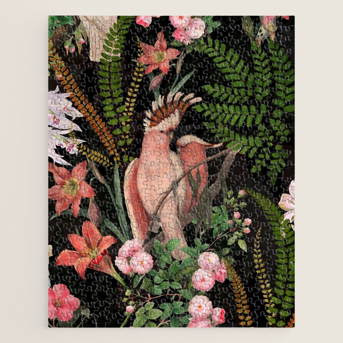 Vintage & Shabby Chic - Botanical Tropical Night Pattern  Jigsaw Puzzle Gallery Image 1
