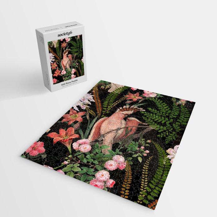 Vintage & Shabby Chic - Botanical Tropical Night Pattern  Jigsaw Puzzle Gallery Image 2