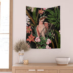 Vintage & Shabby Chic - Botanical Tropical Night Pattern  Wall Tapestry Gallery Image 2
