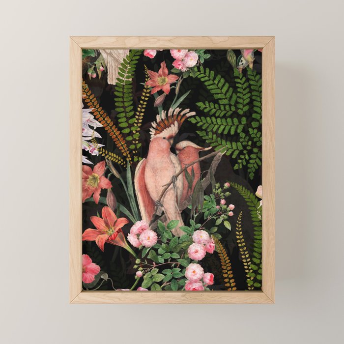 Vintage & Shabby Chic - Botanical Tropical Night Pattern  Mini Art Print Gallery Image 1