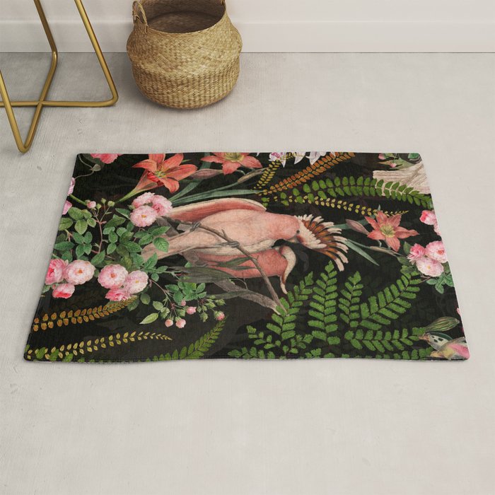 Vintage & Shabby Chic - Botanical Tropical Night Pattern  Rug Gallery Image 1