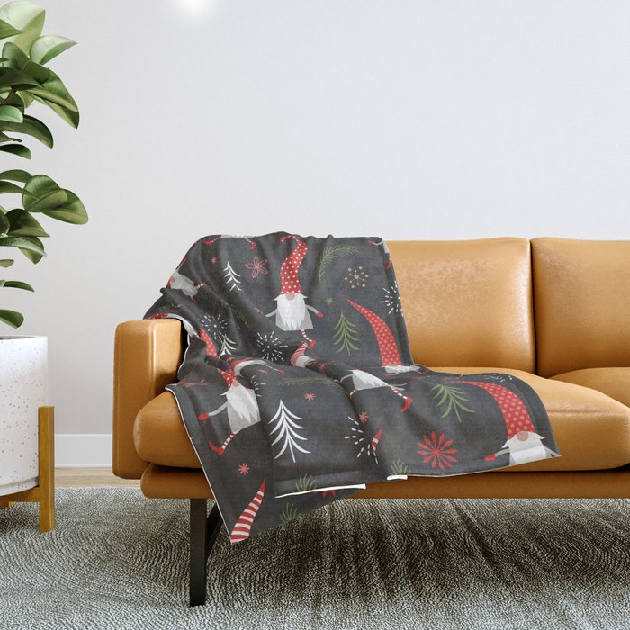 Cute Christmas Elves Throw Blanket Gallery Image 1