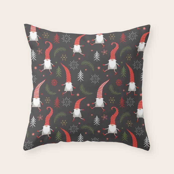 Cute Christmas Elves Throw Pillow Gallery Image 1