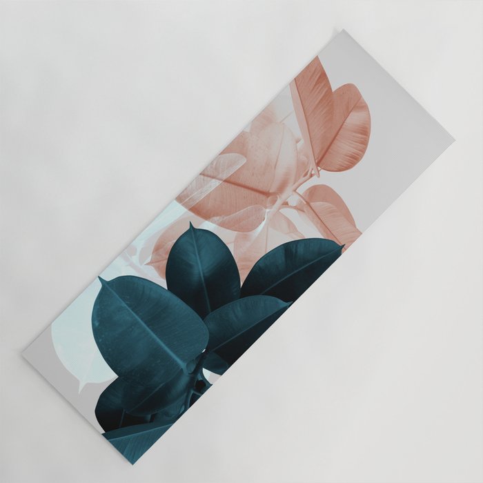Blush & Blue Leaves Yoga Mat Gallery Image 1