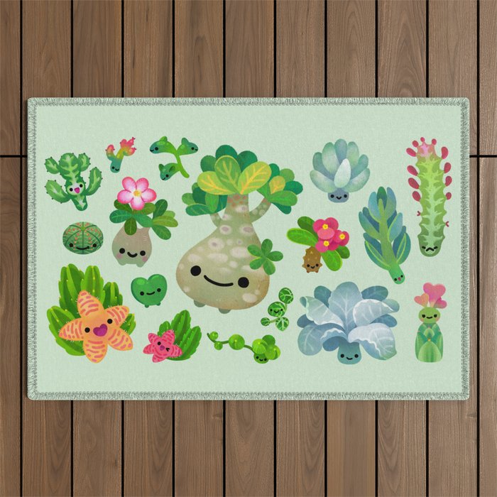 Baby succulent 4 - green Outdoor Rug Gallery Image 1