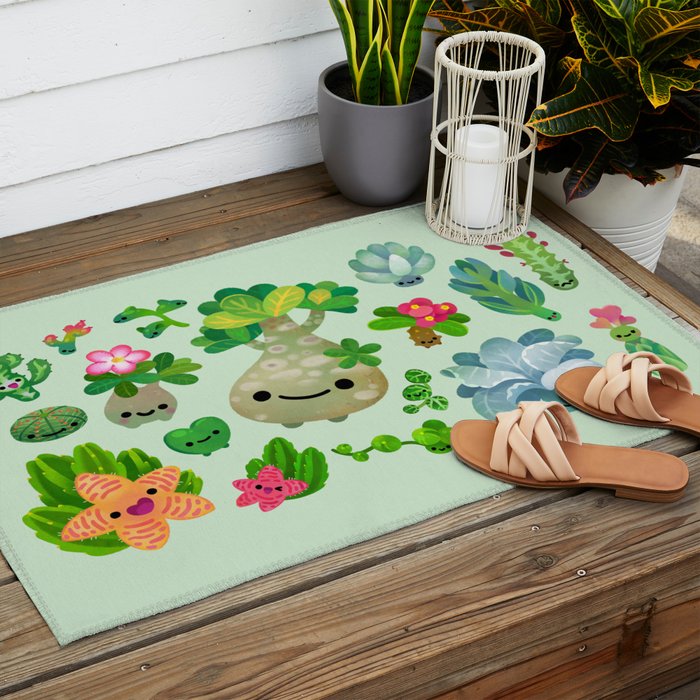 Baby succulent 4 - green Outdoor Rug Gallery Image 2