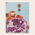Pomegranate and Rose Petals - blue botanical flower food still life art Notebook Gallery Image 4